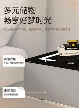 悬浮床头柜智能F876TTJM充电灯悬空卧带室岩板轻床边储物柜子床头