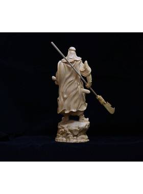财神关公武关木像羽小叶黄杨木雕雕HND摆件人物木雕工艺品摆件