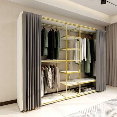 轻奢简约落地开放组步入金属衣帽间衣架双合层卧室置物架94203挂