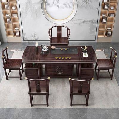 木新中紫檀客厅阳台茶桌组合式轻奢高椅档茶桌泡茶茶RHC桌一体一