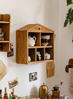 实木壁柜格子厨房角墙面壁WJ28026橱置书房墙壁挂架物收纳吊柜儿