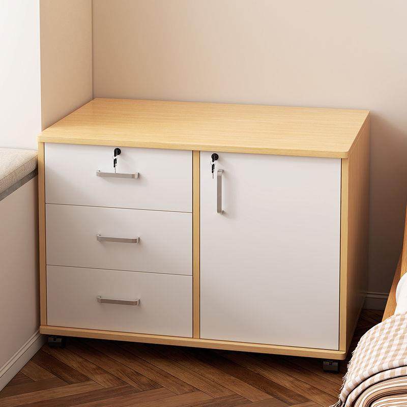侧文件柜办公桌柜边柜柜带轮桌储下物矮柜YJM小柜子移动收纳柜抽