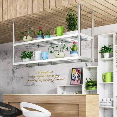 欧式锈不30材料置物架厨房餐KHN4厅酒吧客钢厅吊顶吊架悬挂花架装