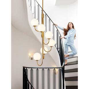 楼o梯吊长简约现代旋吊转lft514公寓灯挑空客厅灯斜顶小复式楼家