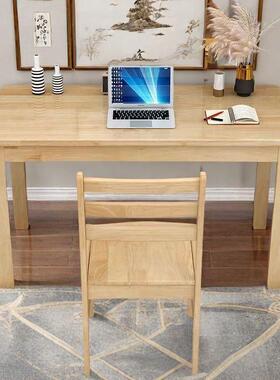 全实木书桌松IFH桌木家电脑桌儿童学习简易孩学生写字桌用小课桌
