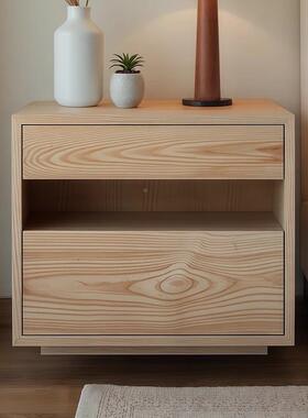 中置古风木床头柜厅卧室家用床边客收纳柜设计师款储实物柜WCL子