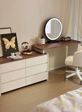 卧室梳妆225新款胡桃0木中式奶油风现代简约柜斗一体化SEU实木妆