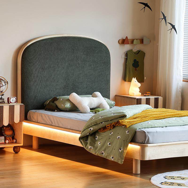 北美枫木全实硬木儿童床少年单人床樱66桃男孩青女孩卧室软包木小,住宅家具,实木床,淘宝优惠券,粉丝福利购,淘宝优惠卷