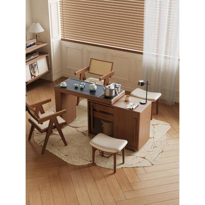 ?阳台茶桌小型移动台木客厅家用可新中式EGI泡茶茶一体伸缩旋实转