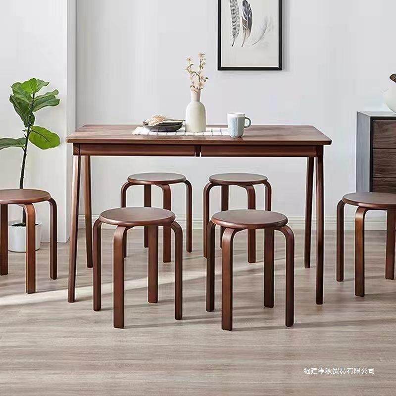 包邮实木凳子可凳叠圆ZZQ凳家用矮木头放板凳现代简餐约桌凳客厅