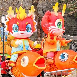 非遗手工彩绘龙型灯笼型灯光设大计吉祥物WIY灯彩造型龙年花节灯