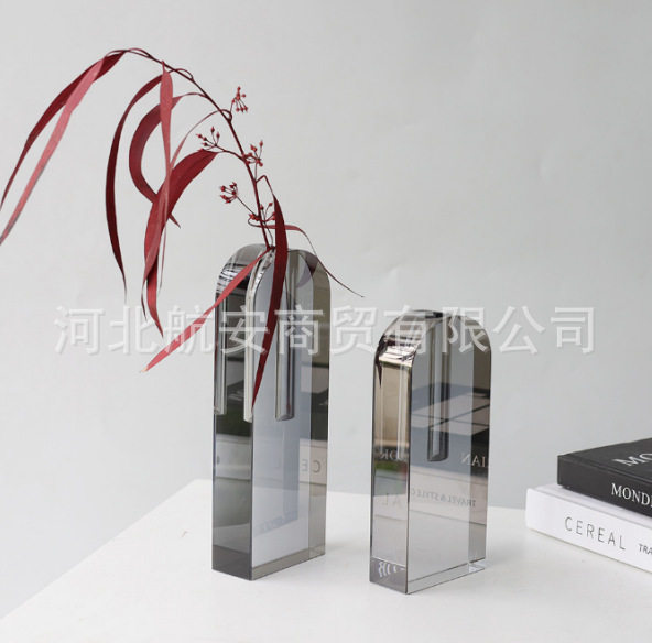 创意拱形水晶花瓶样板房软装摆件
