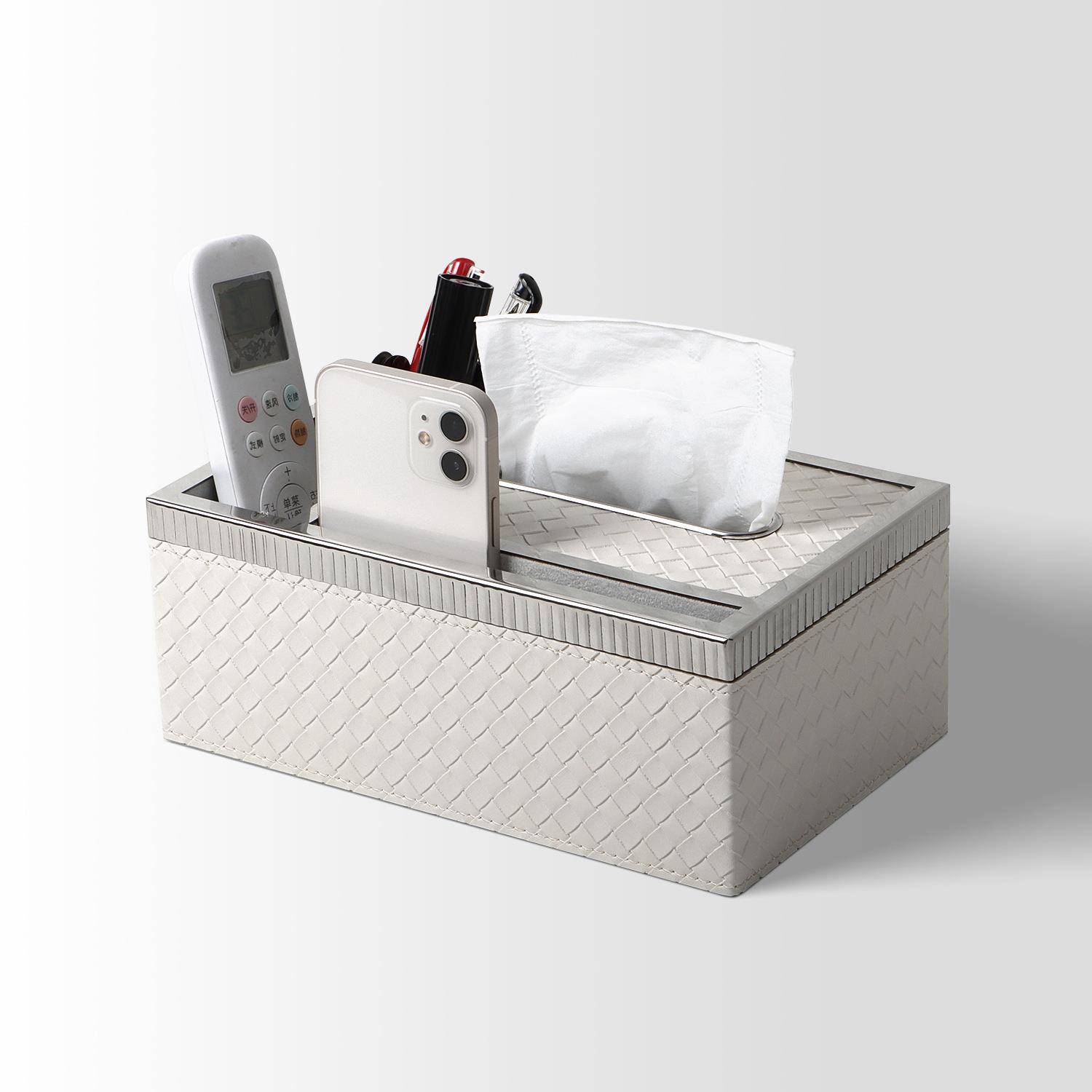 现GDN代简约竹客子厅纸巾抽纸盒皮革面轻奢样板房楼处售桌收纳盒