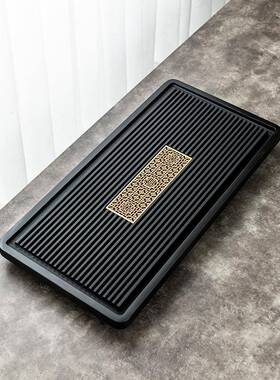 S588然整RBY块天乌金石电木盘家用简式约中排水茶盘办公室茶大气