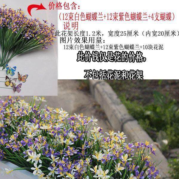 昶喆栏356仿真绿萝蝴长蝶兰户假花绢花塑料外花绿植花箱花槽条栅