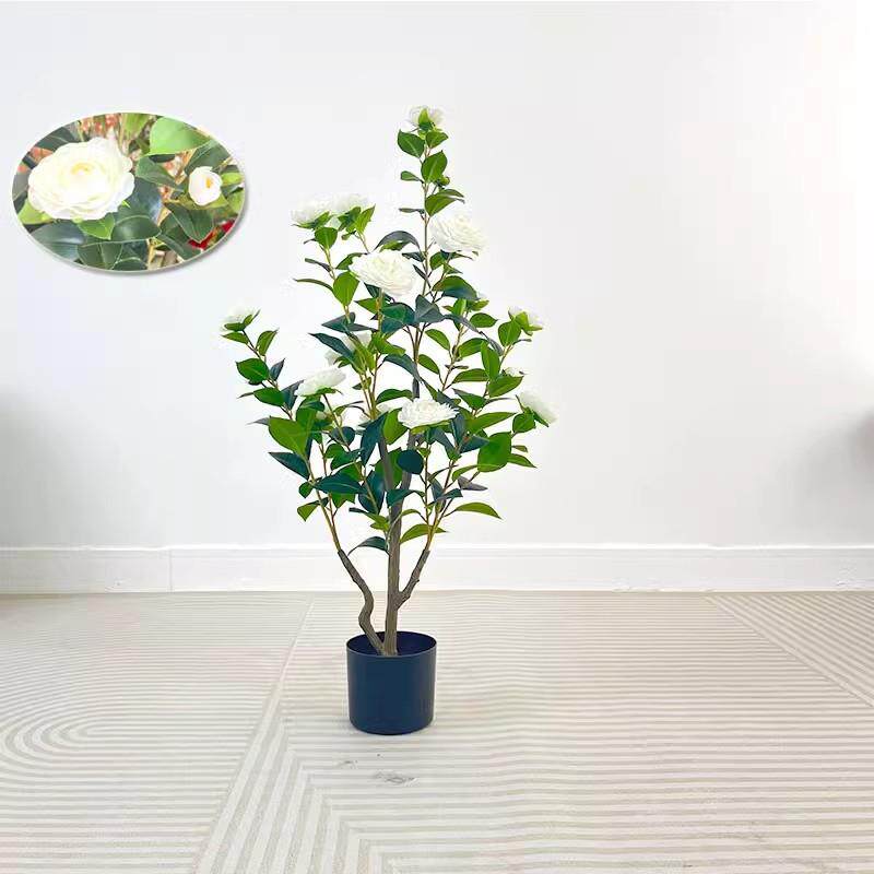 仿真植仿茶花666树轻奢室内客厅装饰摆件盆栽生假植物直绿播间造