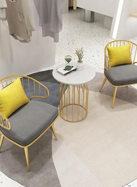 装店休闲洽网谈椅阳台一桌两椅铁CJM艺时尚意靠背创椅子简约服现