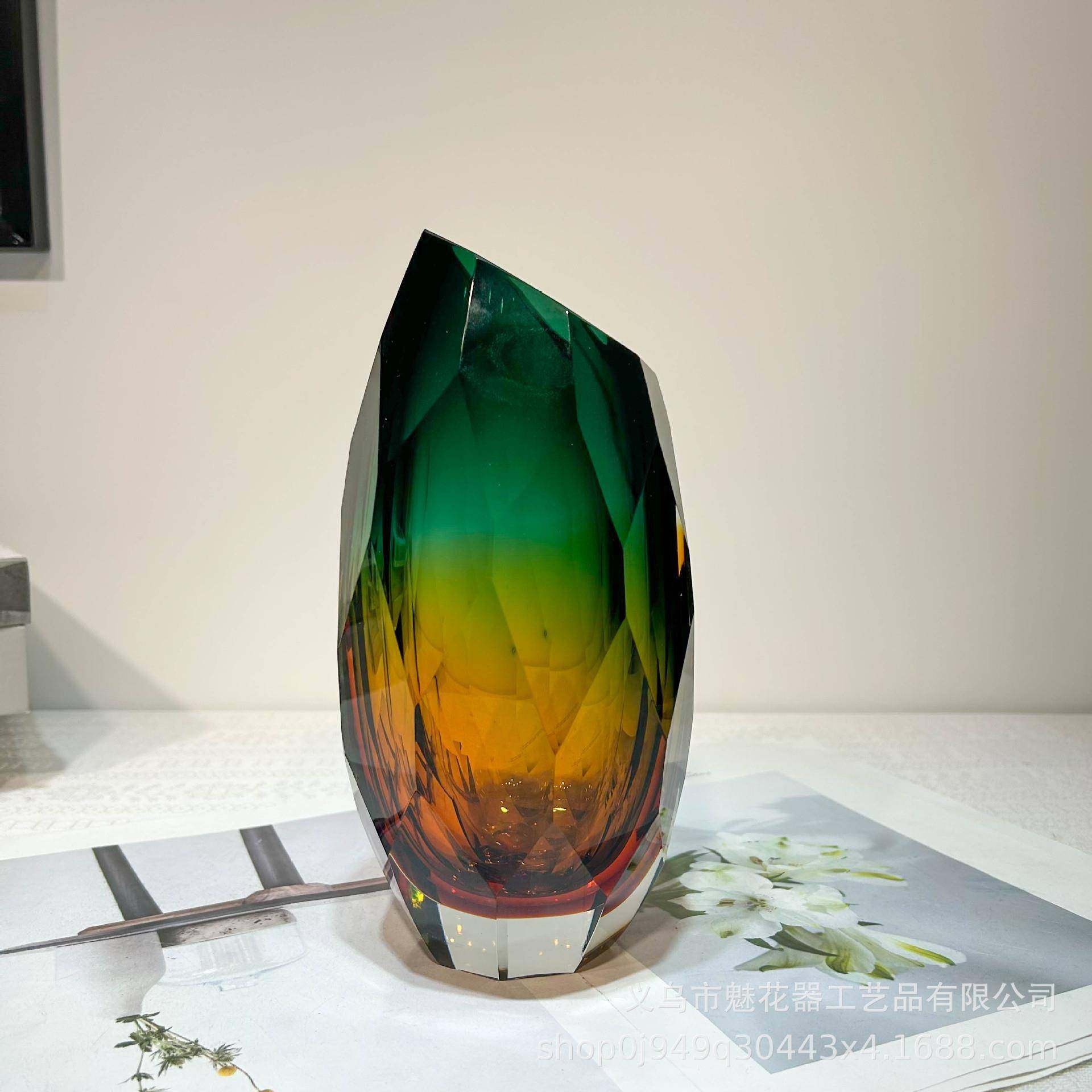 现代轻奢风双拼色手工琉璃花瓶家居样板房高级感软装钻石切割花器,机械设备,其他机械设备,淘宝优惠券,粉丝福利购,淘宝优惠卷