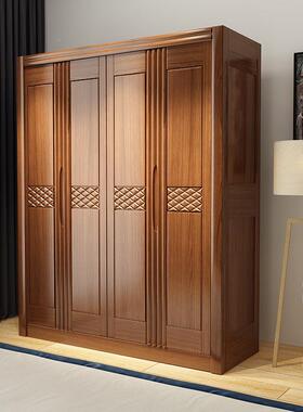 全实木纳大衣柜三四五六VIF平开中式卧门室木质收柜家用衣白色储