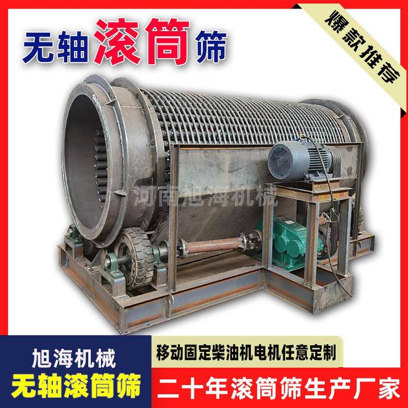 重滚滚筒筛沙筛分石机大小型分级筛机普钢无轴钢筋焊1860接筛