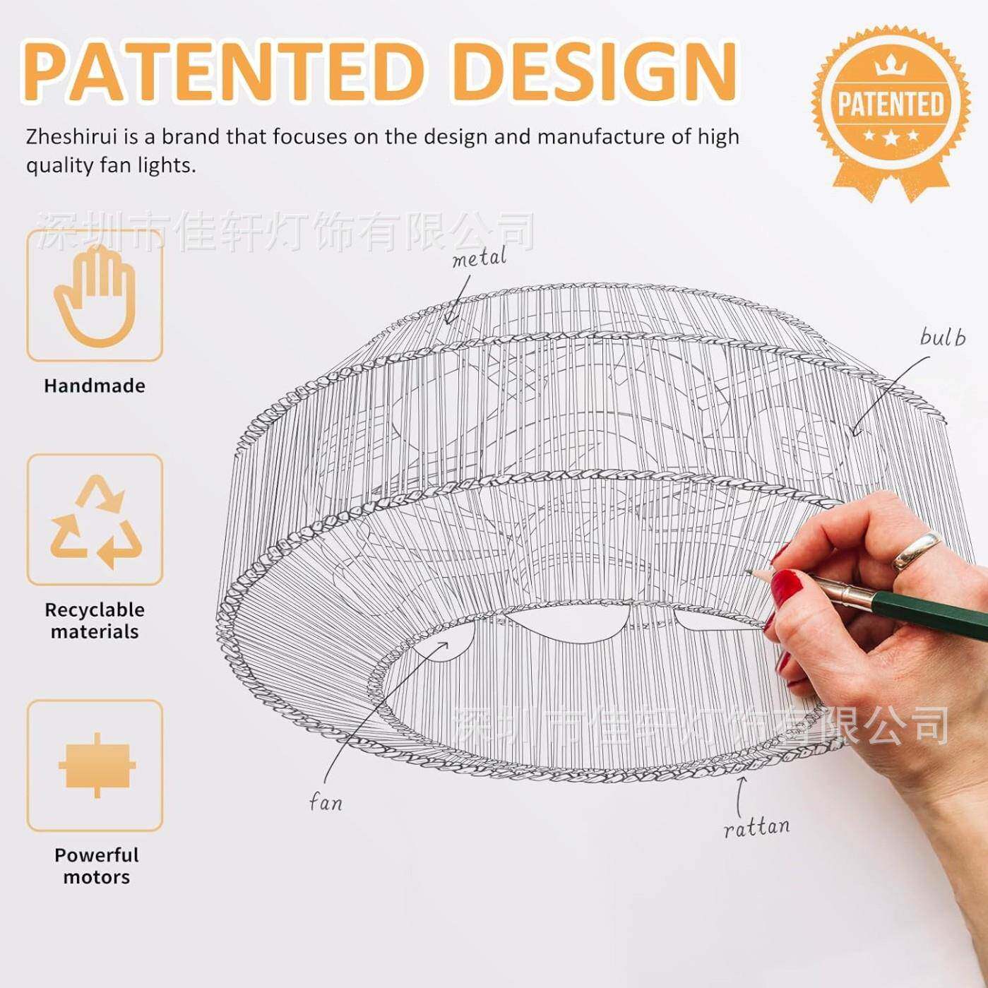 尔玛77扇爆款复古绳风沃扇灯美式工业风纸麻绳风灯