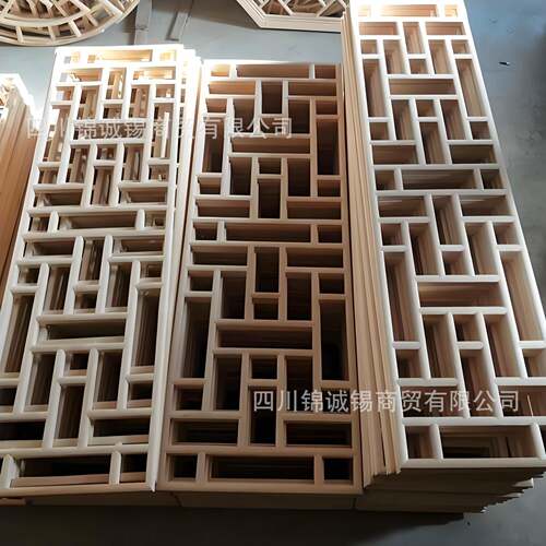 仿古中门窗实木花格木头户花窗镂空客厅屏框窗风隔断式复古木花格