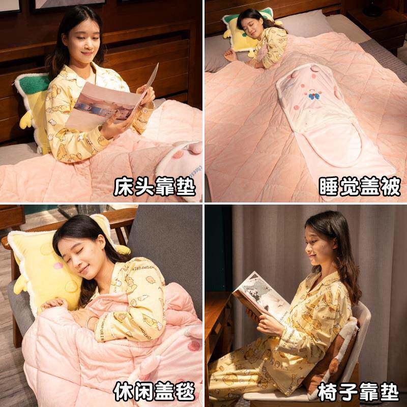 二手提抱被子载两用毯子合02412110一车靠枕办公室汽车午睡枕头加