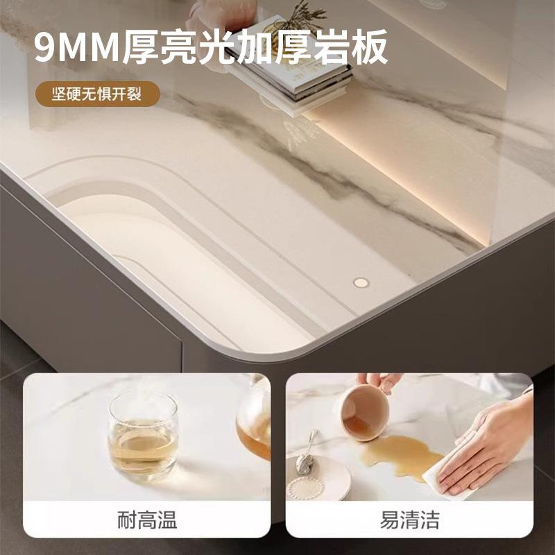新款岩式板茶几客厅家用小户型约现代轻奢意落地简几电视柜-茶组