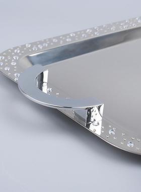 厂锈方家形FST托盘酒店自助不钢餐盘下午茶点点钻心工艺托盘