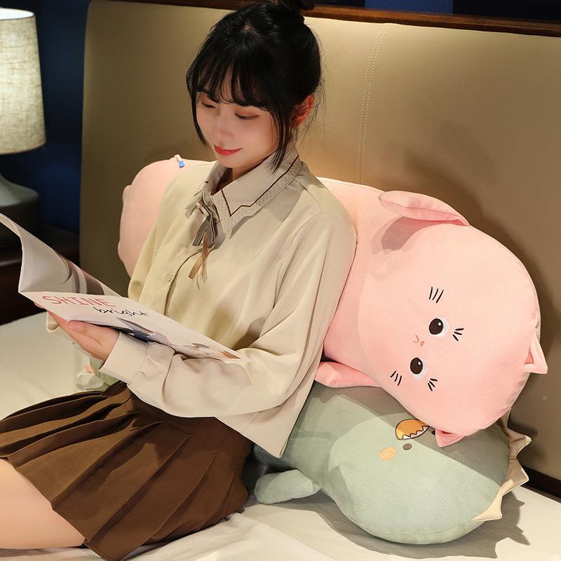 麂皮背绒睡觉抱女枕卡通动物长条双抱枕可爱抱枕睡枕人单华乐绒品