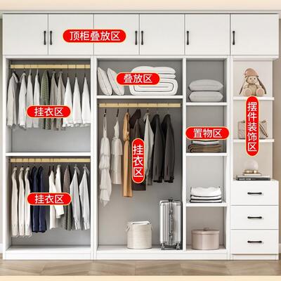 全济实木衣柜家用卧室简易组儿童收WAH纳房柜装子经型出租用衣橱