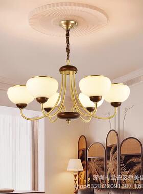 法中古全铜客厅22约吊灯年餐厅简约2025新款简复古卧式室美式灯具