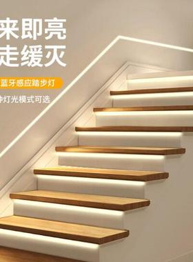 新款网红楼梯侧边扶手感ZCE应流水带道踢灯脚线走廊过4跑马线性灯