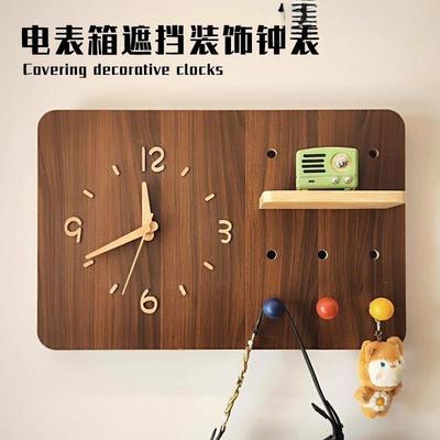 电表箱装饰画带钟表202新古风免打孔弱电AL1003205中闸盒遮挡款洞