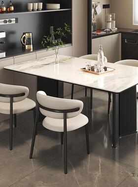 2025小岩户型意式极简白色板长形餐985桌椅组合用现方代家简约饭