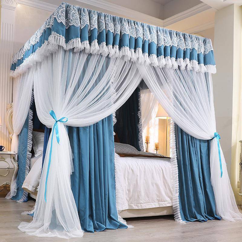 三开门蚊帐家用式公主风层双层帘落地双防尘遮光ArrHz6nf床卧室床