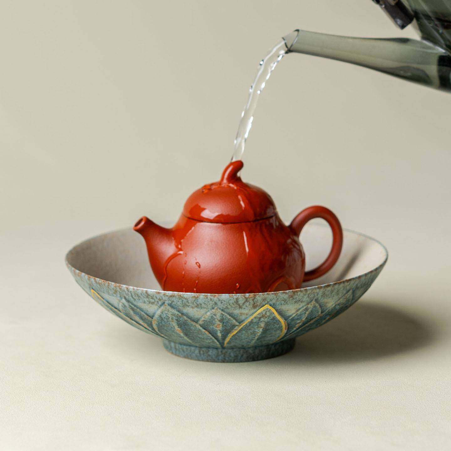 FIJ釉蓝莲壶承陶家用隔热垫壶瓷垫托盘茶道配件大瓣碗步莲洗承壶,餐饮具,茶托,淘宝优惠券,粉丝福利购,淘宝优惠卷