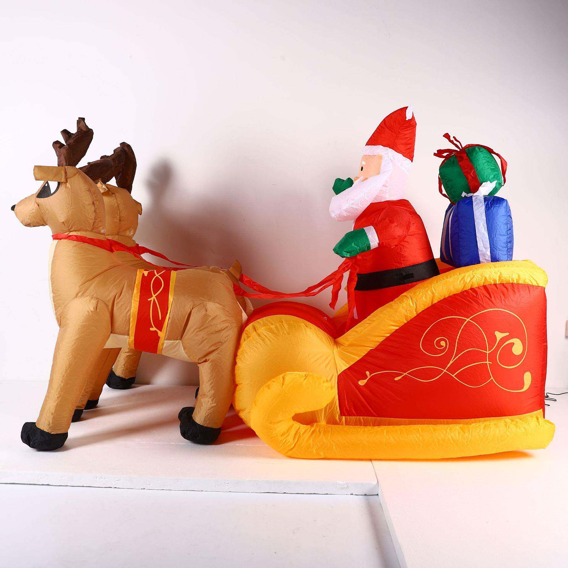 双鹿拉车气模拉涤布充气防水庭院布置鹿圣诞老人梅花加纶厚XVS户