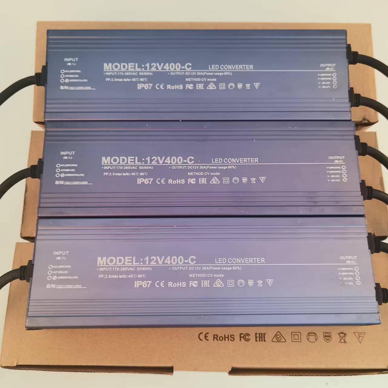 L恒E855D防开关源12v400W水防水压电源6电0w防水电源