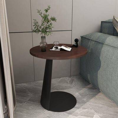 SNR胡桃阳木实几木边C型创意沙发桌圆中古简约台小茶几复古移动角