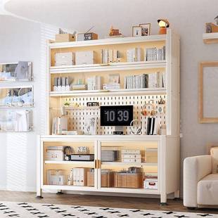 加厚钢制书柜带儿童门架客厅展示柜铁艺物架书洞洞板置防尘储CTX