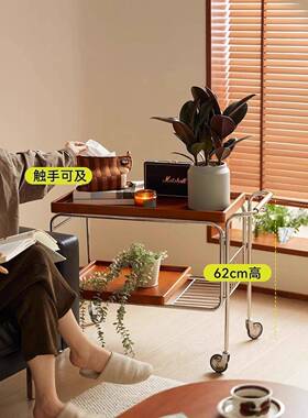 2005高端复古茶水小车网红实木沙发边厅可PZP移动茶几几客边柜餐