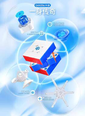GAN356ME三阶磁力魔方4档轴距雾面专业比赛磁力三阶魔方