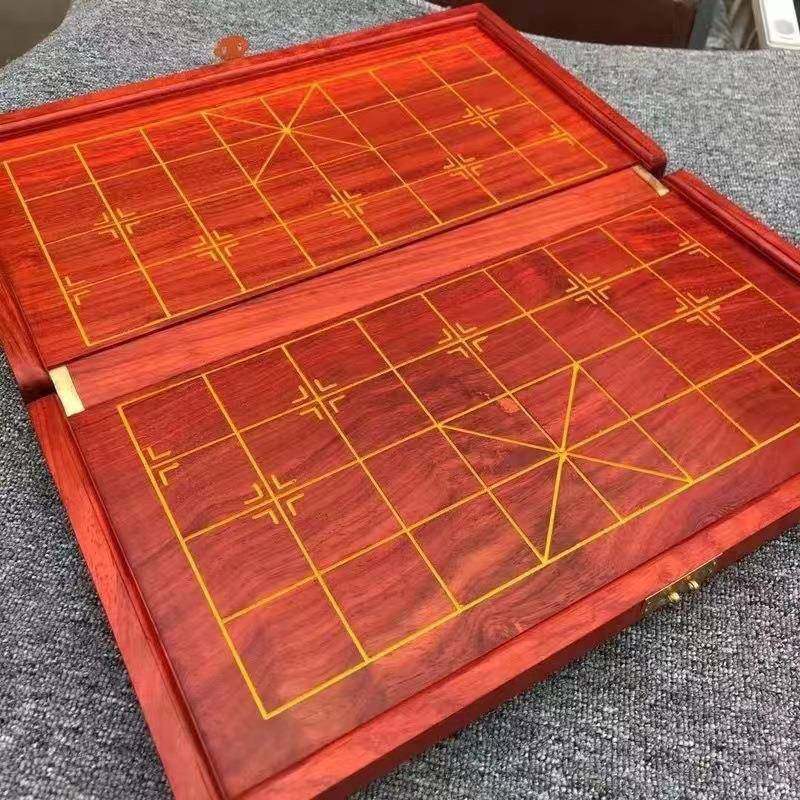 棋盘红花梨实木折叠棋盘仿立体中国象棋盘红花梨折叠