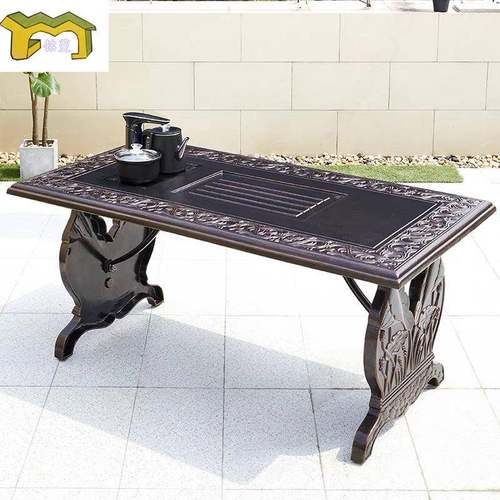 户外铸铝茶桌花园家用休闲单桌庭院铁艺防水室外阳台小茶几桌椅