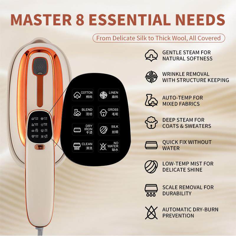 新款8档手持挂烫机17孔蒸汽熨衣机180ml大水箱手持电熨斗