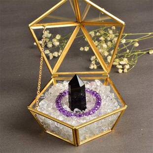 天然紫粉白水晶净化消磁碗盒首饰收纳盒带盖水晶柱水晶簇净化套餐