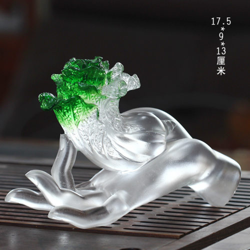 琉璃佛手白菜摆件手上有财居家客厅办公桌面商铺摆放开业乔迁送礼