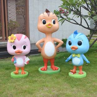 卡通动画公仔萌鸡小队玻璃钢雕塑庭院幼儿花园商场美陈装 饰品摆件