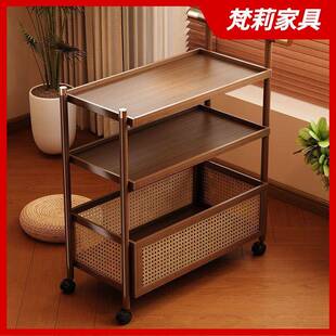 中式移动小茶几沙发边几收纳置物架酒店茶水柜美容院置物架小推车